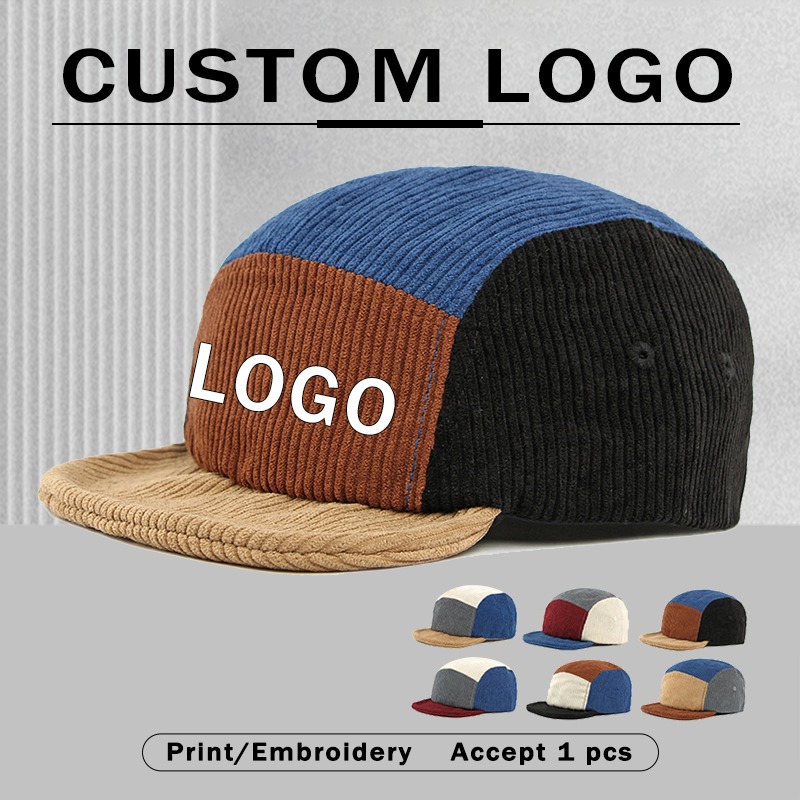 Corduroy Cap 5 Panel - メンズ ヴィンテージ風 ショートブリム コーデュロイ 5パネル ベースボールキャップ
