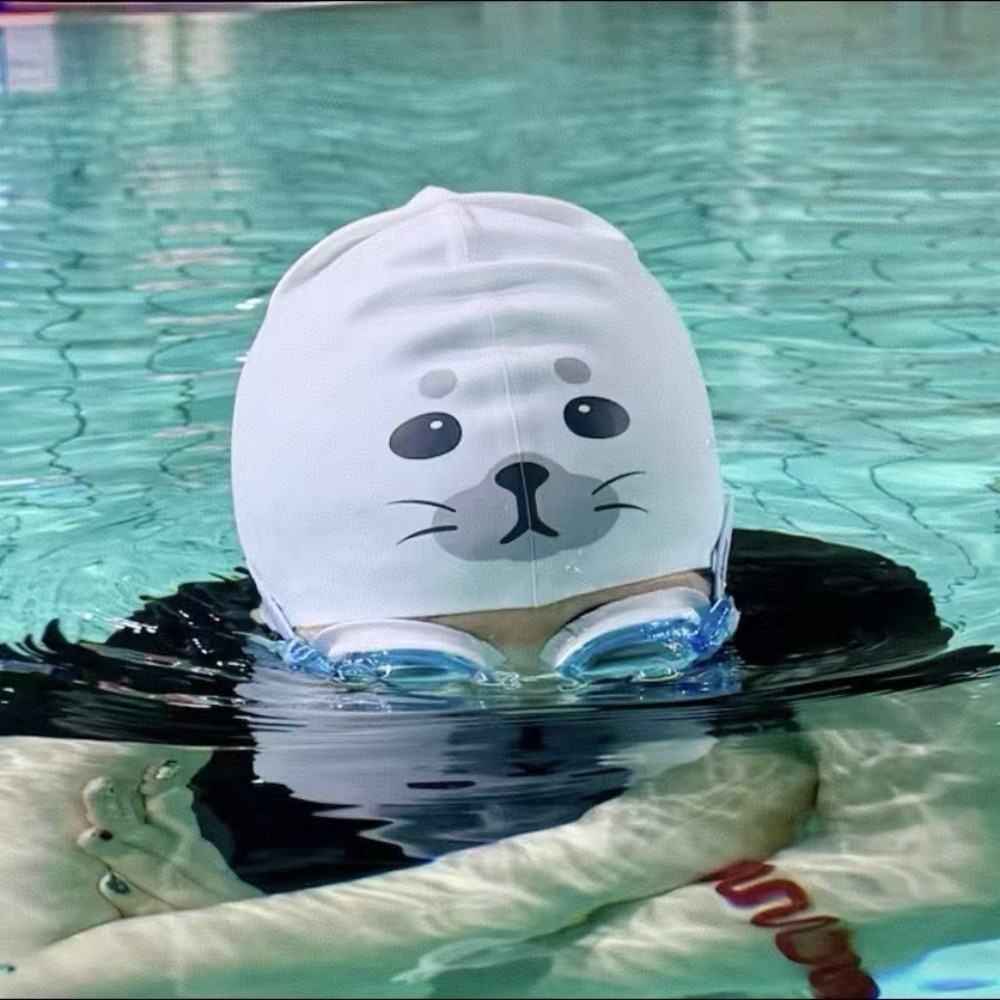 Swim Hat Silicone - かわいい防水シリコン水泳キャップ速乾性漫画水泳帽子面白い快適なフィット感アニマルプリントキャッププール用