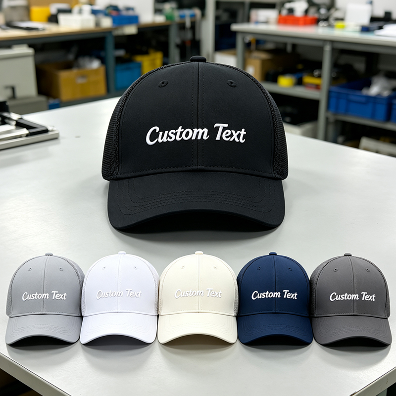 Trucker Cap Mesh - カスタム刺繍入りトラッカーハット、通気性の良いメッシュ素材の野球帽、男女兼用、サイズ調整可能なスナップバック、速乾性、日よけ帽子、少量から注文可能。