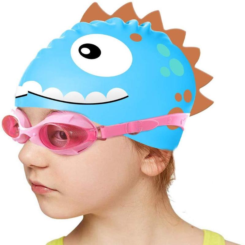 新しい漫画柄シリコン製スイミングキャップ 防水恐竜柄ロングヘ - Swim Hat Silicone のレビューと価格