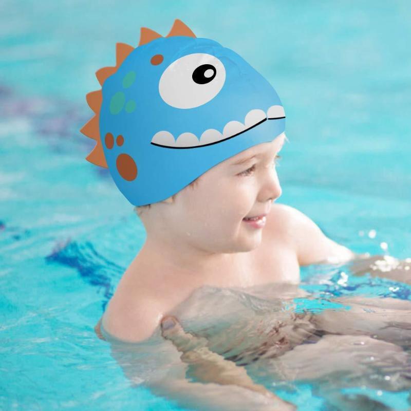 新しい漫画柄シリコン製スイミングキャップ 防水恐竜柄ロングヘ - Swim Hat Silicone のレビューと価格