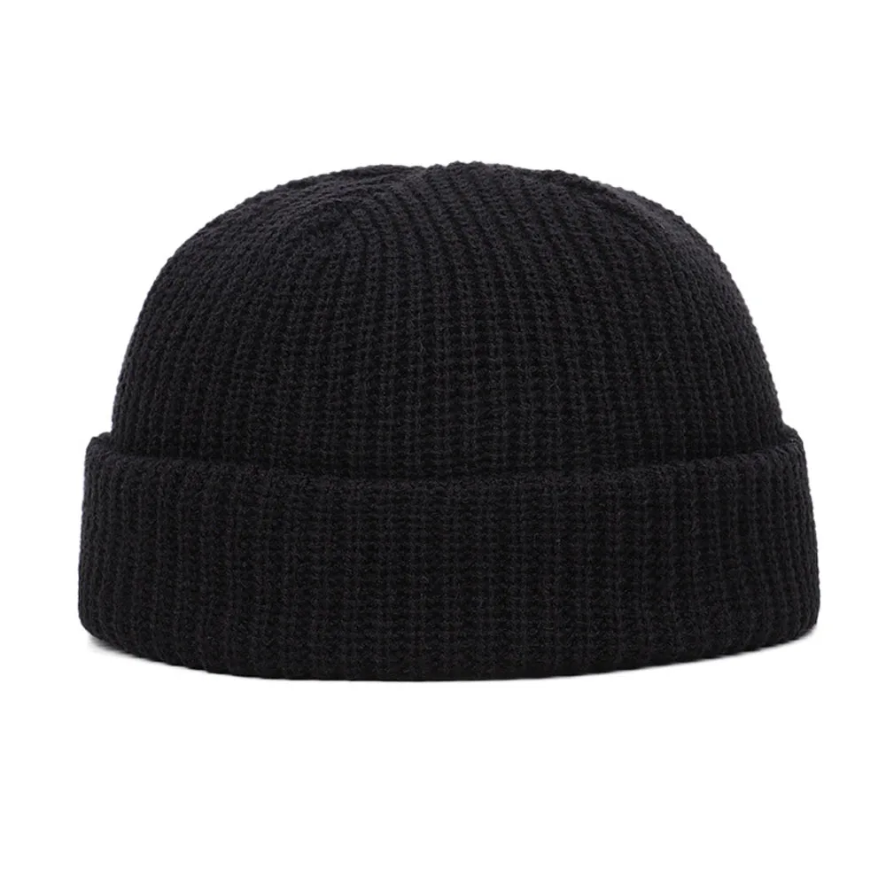 ユニセックスニットビーニーハット、無地の折り返し付き冬用キャ - Beanie Cuffed Knit のレビューと価格