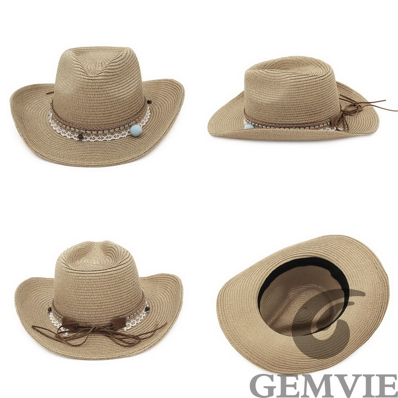 GEMVIE 4色展開 レトロ アウトドア 春夏 カウボーイ - Cowboy Hat Straw のレビューと価格