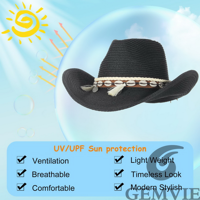 GEMVIE 4色展開 レトロ アウトドア 春夏 カウボーイ - Cowboy Hat Straw のレビューと価格
