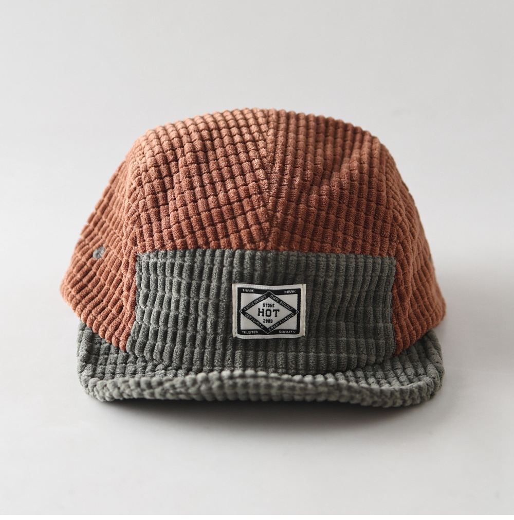 秋・冬の新作、5パネル構造のカラーブロック・コーデュロイ素材 - Corduroy Cap 5 Panel のレビューと価格