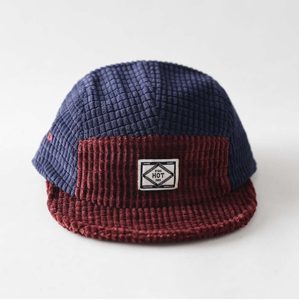 秋・冬の新作、5パネル構造のカラーブロック・コーデュロイ素材 - Corduroy Cap 5 Panel のレビューと価格