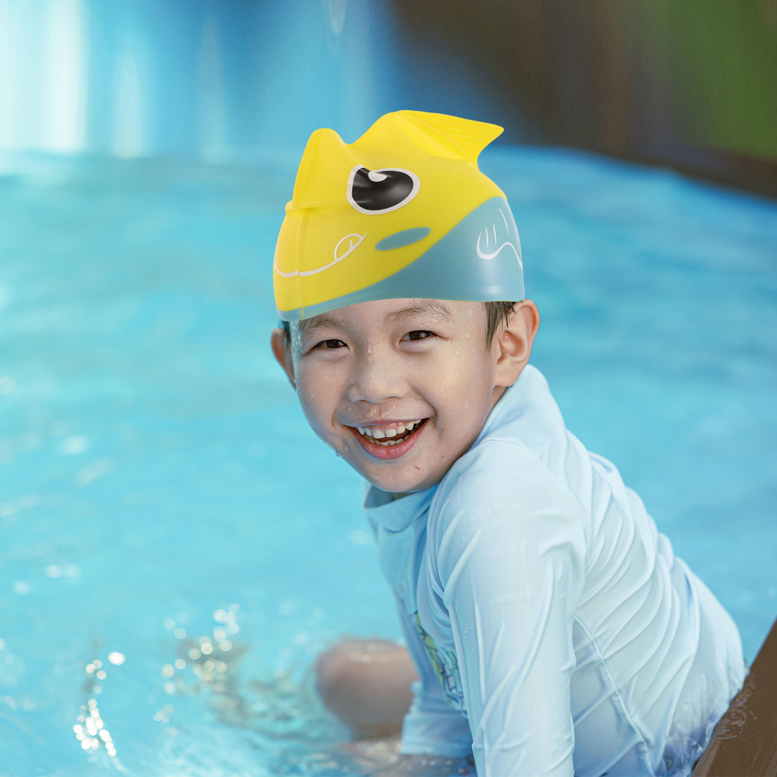 シリコン製スイムキャップ。かわいい魚の柄で、快適な着け心地。 - Swim Hat Silicone のレビューと価格
