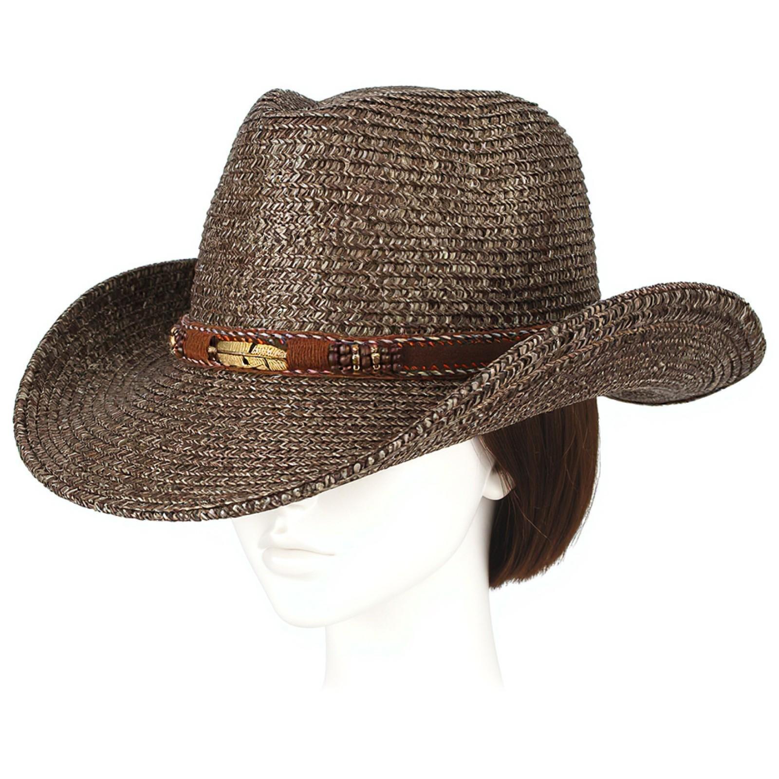 男女兼用、つば広の麦わら帽子、西部風のカウボーイハット。 - Cowboy Hat Straw のレビューと価格