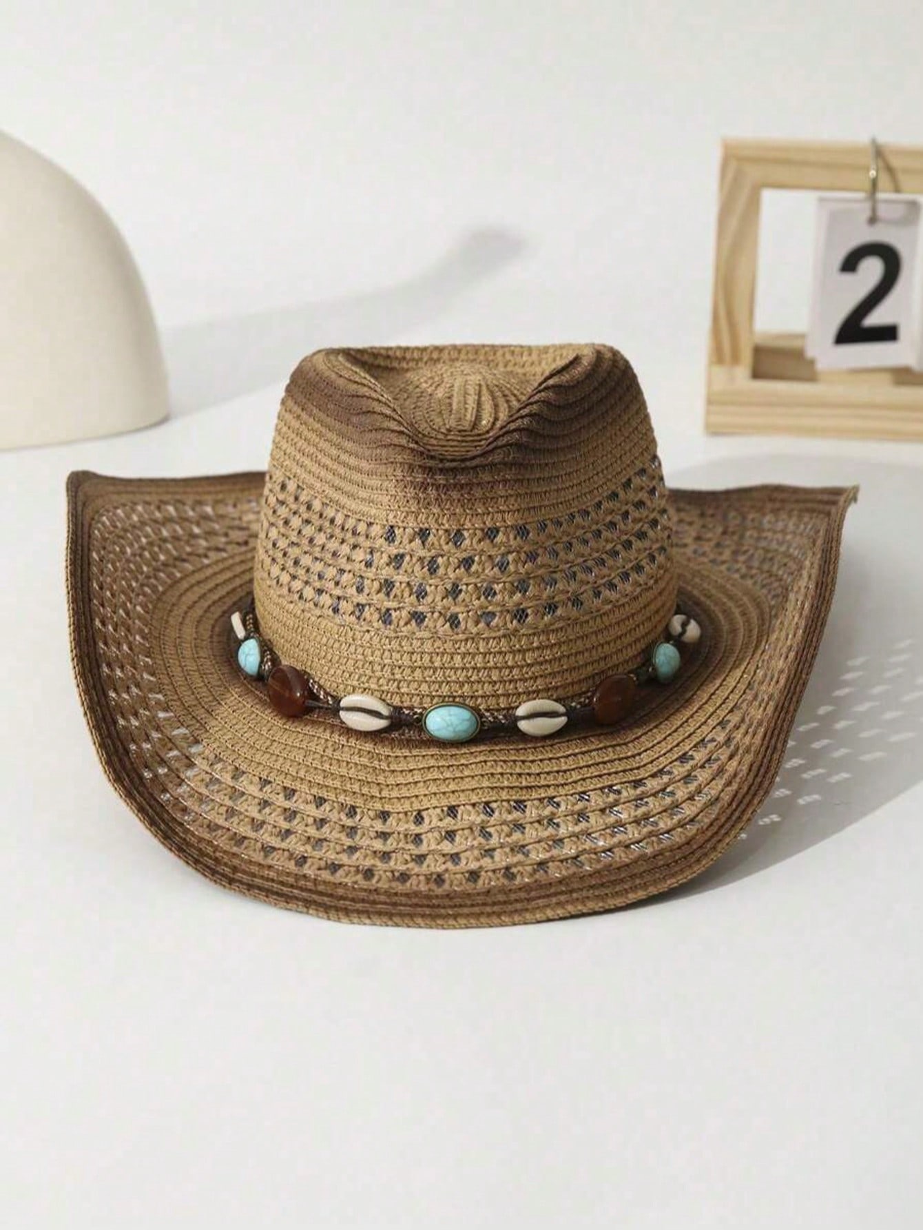 ユニセックスブラウン中空ストローカウボーイハット、アウトドア - Cowboy Hat Straw のレビューと価格